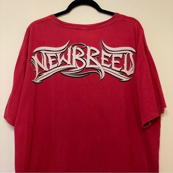 NEWBREED 2XL red cream biker short sleeve t-shirt casual punk motorcycle - Picture 6 of 8